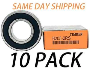 10 PACK TIMKEN 6205-2RS 25X52X15MM Double Rubber Seal Bearings 6205RS - Picture 1 of 5