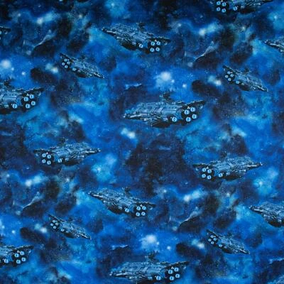 Softshell Stoff Digitaldruck Raumschiffe Regenjackenstoff (Preis= 0,5 M) - Bild 1 von 4