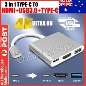 Type C to USB-C HDMI USB 3.0 Adapter Converter Cable 3 in 1 Hub For MacBook Pro - Picture 1 of 7
