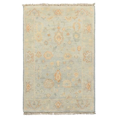 LoomBloom 2x3 Hand Knotted Wool Blue Oushak Transitional Rug - Image 1 of 4
