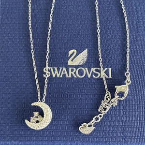 Swarovski Crystal Moon & Stars Adjustable Pendant Necklace Rhodium Plated - Picture 1 of 6