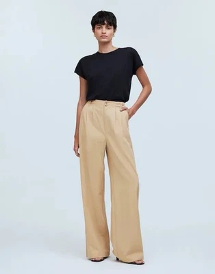 NWT Madewell Harlow Wide-Leg Pant Khaki Pleated Women Sz 6 Dressy Classic Preppy - Image 1 of 4