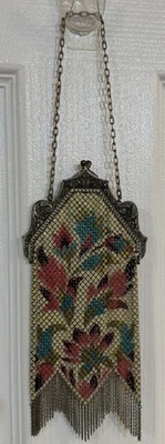 AUTÉNTICO BOLSO DE MALLA METÁLICA MANDALIAN MFG CO AÑOS 20 ALETA FLORAL ART DECO Foto 1 de 4
