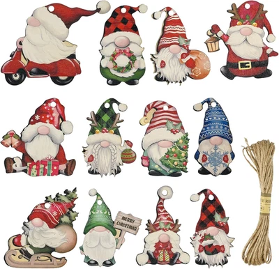 Set Di 24 Ciondoli Natalizi in Legno, Decorazioni per Albero Di Natale, Babbo Na - Immagine 1 di 4