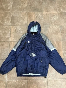 Vintage 90s Dallas Cowboys Hooded Puffer Starter Jacket Full Zip Men’s Sz XL NFL - Picture 1 of 6