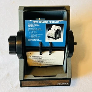 File di schede rotanti vintage Rolodex 2254D grigio rivestito in metallo con schede carte vuote senza chiave* - Foto 1 di 16