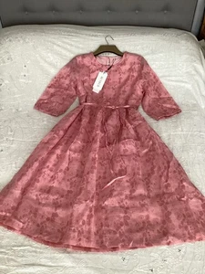 BEAUTIFUL NEW DRESS SIZE M/L By BUYKUD. SOFT PINK, LINED,POCKETS, COTTON/LINEN - Picture 1 of 7