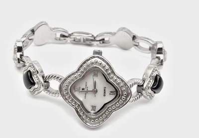 Charles-Hubert Paris Women's 6771-BW Black/Brown Agate/White Howlite Watch 7.25" - Image 1 of 3