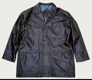 Roundtree & Yorke Brown Lambskin Soft Leather Moto Bomber Jacket Men's XL  EUC - Picture 1 of 5