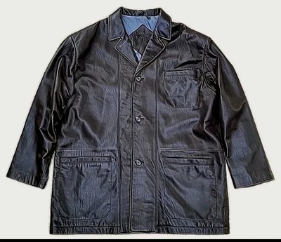 Roundtree & Yorke Brown Lambskin Soft Leather Moto Bomber Jacket Men's XL  EUC - Image 1 of 4