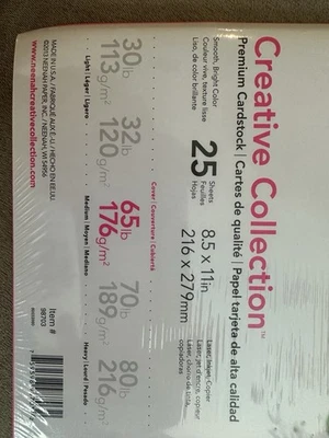 Creative Collection Premium Cardstock 25 Sheets 65lb 8.5x11in - 5 Premium Colors - Image 1 of 4