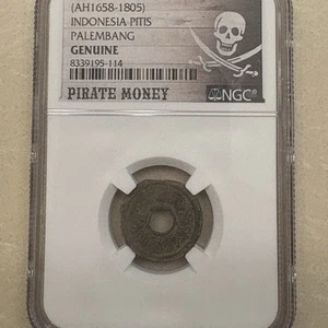 1658-1805 Indonesia Pitis PIRATE MONEY Palembang NGC Genuine - Picture 1 of 8