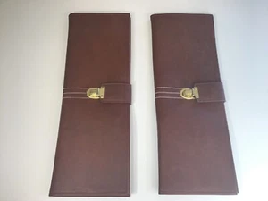 Amity Tie Case (Set of 2) Brown Faux Leather Luxury Travel Valet Kerchief Holder - Picture 1 of 8