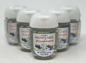 5 BATH & BODY WORKS SNOWFLAKES CASHMERE POCKETBAC ANTI BAC HAND GEL SANITIZER - Picture 1 of 4