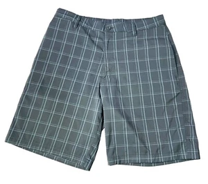 Champion DuoDry Golf Shorts Mens Size 34 Navy Blue Plaid 5% Spandex Pockets - Picture 1 of 8