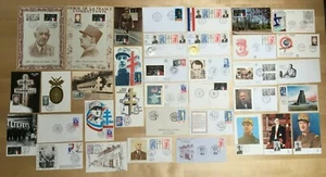 Gros lot timbres général de GAULLE cartes oblitérées enveloppes FFL Libération - Photo 1/10