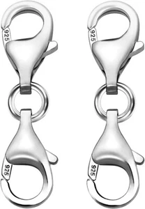 2 Stück Karabiner 925 Sterling Silber Doppelöffnung Karabinerverschluss und Verschluss - Bild 1 von 7
