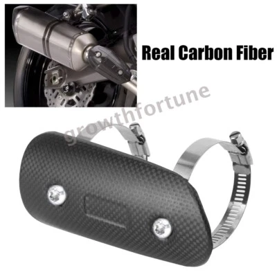 For Universal Motorcycle Carbon Fiber Exhaust Pipe Heat Shield Cover Guard 146mm - Image 1 of 4
