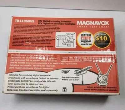 Magnavox DTV Digital To Analog TV Converter TB110MW9 New In Box With Remote NIB - Image 1 of 4