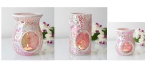 Small Pink, Large or Pillar Iridescent Crackle Oil Burner Wax Melt Burner - Picture 1 of 25