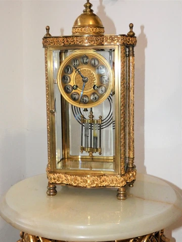 Super Beautiful French Tischuhr-Bronze Glass Pendule-Quecksilber PENDEL-32201 Cover