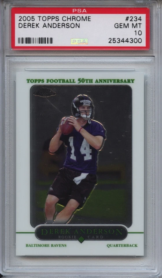 2005 Topps Chrome 234 Derek Anderson PSA 10 Gem Mint RC Panthers Pop 6 - Image 1 of 1