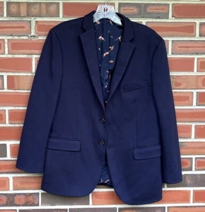 Lauren Ralph Lauren Navy Blue Knit Blazer Jacket Duck Lining Boys Sz 18 Regular - Picture 1 of 3