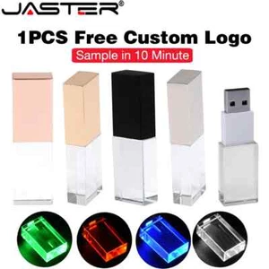 Red LED Pen Drive Free Custom Logo USB Flash Drive Golden Crystal Memory Stick - Afbeelding 1 van 44