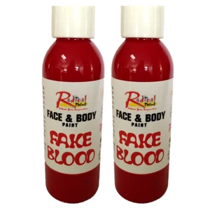 2x 125ml Vampire Fake Blood Bottle Wounds Halloween Party Horror Make Up Cosmeti - Foto 1 di 1