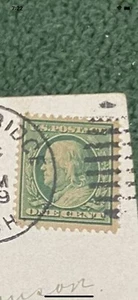 Vintage Old Postcard With Rare Stamp Scott # 357 One Cent Franklin 12 Perforated - Picture 1 of 3