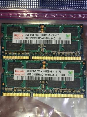 HYNIX 2RX8 PC3-10600S-9-10-F2 SODIMM HMT351S6BFR8C-H9 MEMORY 4gb RAM Total - Image 1 of 2