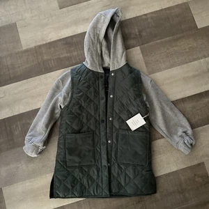 Free Assembly Kid’s Duck Green Snap Front Quilted Puffer Sweatshirt Jacket Small - Picture 1 of 8