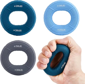 Hand Grip Strengthener Grip Strength Trainer Fingers Exerciser Silicone Rings - Picture 1 of 12