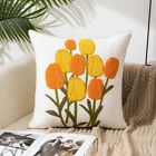 Throw Pillow Cover Pastoral Style Flower Pattern Pillowcase Canvas Cushion Cover