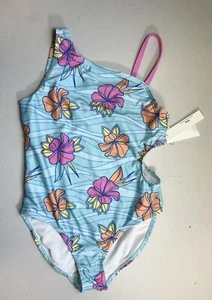 New Girls Size 12 Wallflower Floral Wave One Piece Swimsuit With Cut Out - Picture 1 of 5
