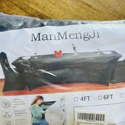 6' ft. Spandex Fitted Stretch Tablecloth Table Cover Wedding Banquet Party Black - Image 1 of 4