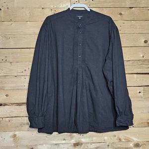 J Peterman Otavalo Mountain Shirt XL Black Unisex Pleats Piratecore - Picture 1 of 7