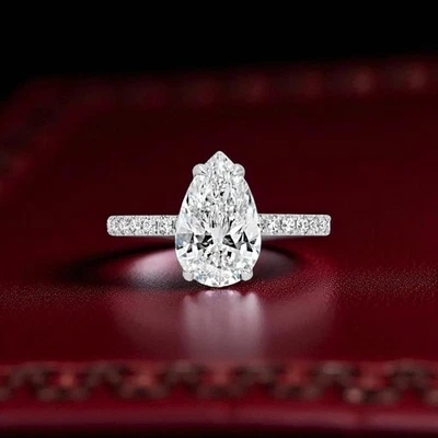 950 Platinum Diamond Engagement Ring 2.90 Ct Pear Cut IGI Certified Lab Grown - Image 1 of 4