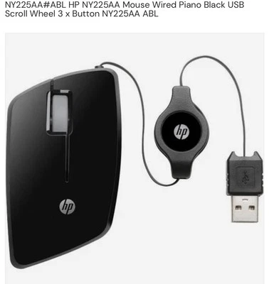 NY225AA#ABL HP NY225AA Mouse Wired Piano Black USB Scroll Wheel - Image 1 of 4