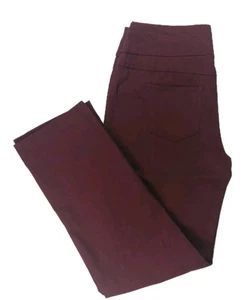Ruby Rd. Burgundy (Raisin) Slimming Contour  Waistband Pull On Jeans Size 10 - Picture 1 of 8