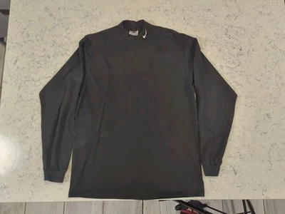 Rare VTG NIKE Swoosh Mock Neck Long Sleeve T Shirt 90s 2000s White Tag Black L - Image 1 of 4
