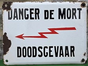 Ancienne plaque émaillée Danger de mort - Doodsgevaar geëmailleerde plaat - Picture 1 of 2