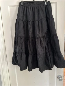 Jason Wu Damen Rüschen Boho Bein Schlitz Cutout Midi Rock schwarz gefüttert Gr. M - Bild 1 von 11