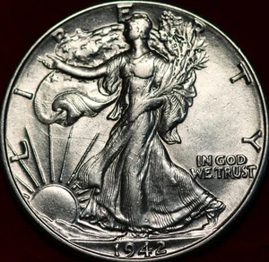 Uncirculated 1942 Philadelphia Mint Silver Walking Liberty Half - Picture 1 of 2
