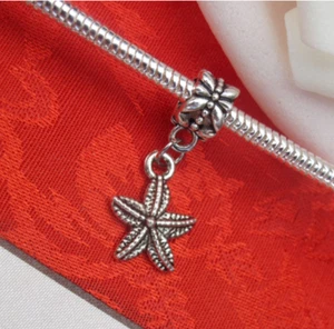 Silver Starfish Dangle Charm DIY Jewelry Pendant for Necklace Bracelet - Picture 1 of 8