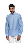 850$ LUXURY ITALO FERRETTI Shirt Light Blue Cotton + Silk 16.5 - 42 BIJAN