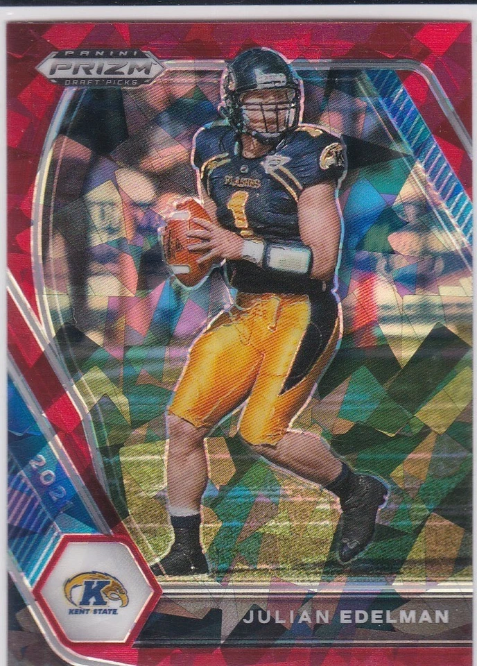JULIAN EDELMAN RARE RED PRIZMS $$ VARIATION Football Card Draft Picks PATRIOTS - Image 1 of 2