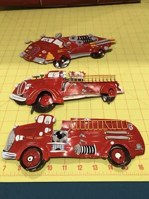 Juego de 3 Camiones de Bomberos Camión de Bomberos Metal Decoración de Pared Niños Dormitorio Infantil” Foto 1 de 4