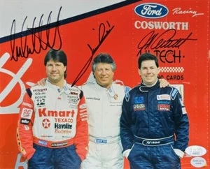 Mario Jeff and Michael Andretti Signed 8x10 Photo Indy Car JSA COA AL84705 - Picture 1 of 2