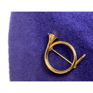Goldtone French Horn 1.25 Inch Brooch Pin - Picture 1 of 5